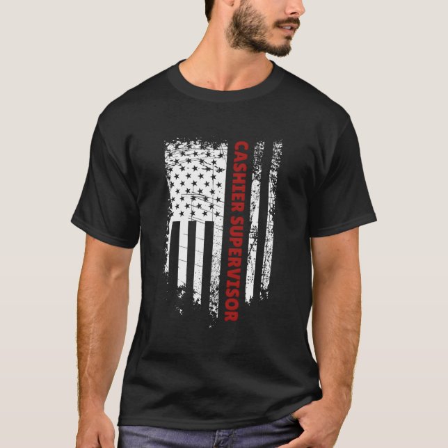 American Flag Cashier Supervisor T-Shirt (Front)
