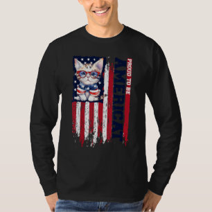 American Flag Cat 4th of July Kitten Patriotic Pet T-Shirt