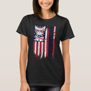 American Flag Cat 4th of July Kitten Patriotic Pet T-Shirt