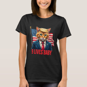 American Flag Cat In Suite Donald Trump Nine Lives T-Shirt