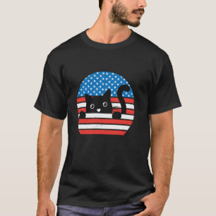 American Flag Cat Sunglasses Patriotic Cat 4th of T-Shirt
