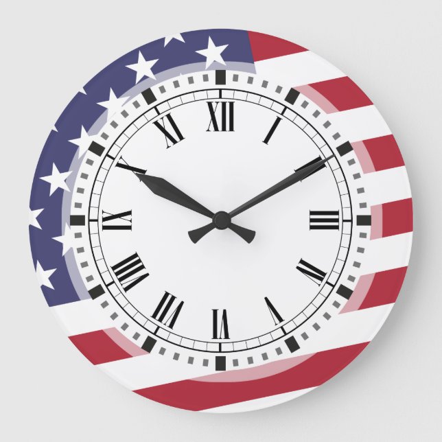 American Flag - Celebrate the USA - July 4 Classic Large Clock (Front)