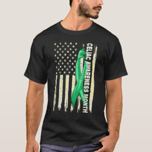 American Flag Celiac Ribbon For Celiac Awareness M T-Shirt