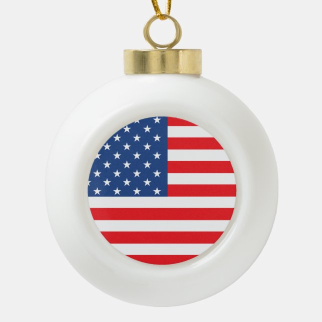 American Flag Ceramic Ball Christmas Ornament (Front)