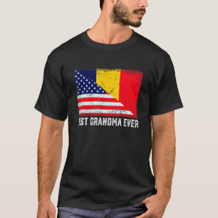 American Flag & Chad Flag Best Grandma Ever Family T-Shirt
