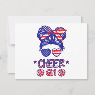 American Flag Cheer Girl 4th July USA Patriotic Ch
