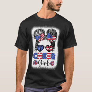 American Flag Cheer Girl 4th July USA Patriotic Ch T-Shirt