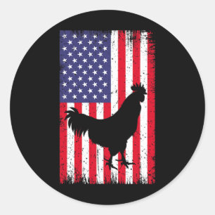 American Flag Chicken Rooster Farm Animal Ranch _1 Classic Round Sticker