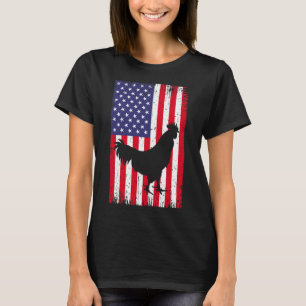 American Flag Chicken Rooster Farm Animal Ranch  T-Shirt