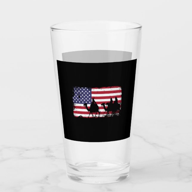 american flag christmas glass (Front)