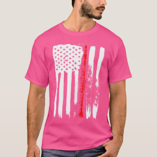 American Flag Clarinet Tshirt Flute Musician Instr