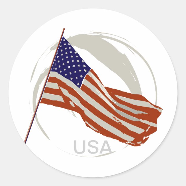 american flag classic round sticker (Front)