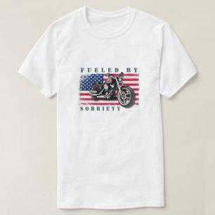 American Flag Classic USA Bike Fuelled by Sobriety T-Shirt