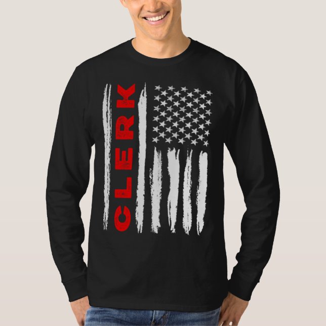 American Flag Clerk US USA Flag T-Shirt (Front)