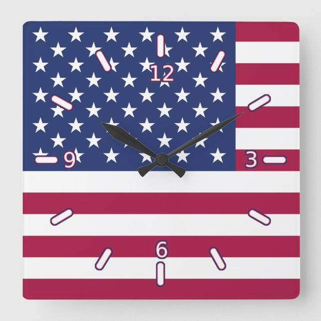 American Flag Clock (With Numbers) (Front)