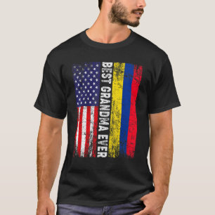 American Flag & Colombia Flag Best Grandma Ever Fa T-Shirt