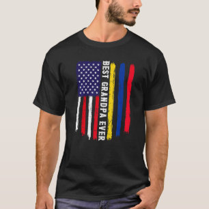 American Flag & Colombia Flag Best Grandpa Ever Fa T-Shirt