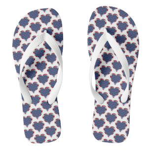 American Flag Colours Hearts Stars and Stripes Jandals