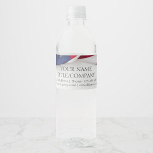 American Flag Company Name Business Water Bottle Label