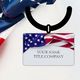 American Flag Company Name ID Badge