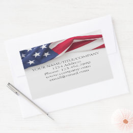 American Flag Company Name  Rectangular Sticker