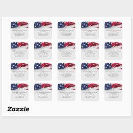American Flag Company Name  Square Sticker