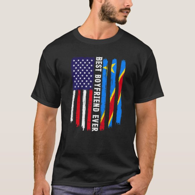 American Flag & Congo Flag Best Boyfriend Ever Fam T-Shirt (Front)