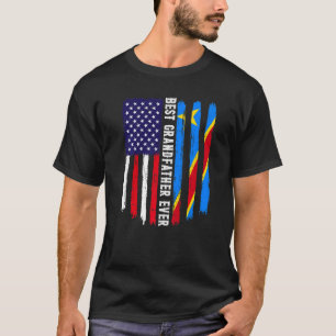 American Flag & Congo Flag Best Grandfather Ever F T-Shirt