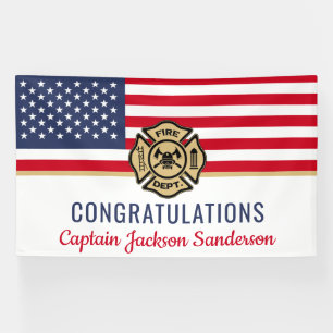 American Flag Congrats Firefighter Retirement Banner