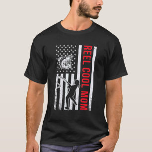 American Flag Cool Fishing Mum Fisherwoman Mother T-Shirt