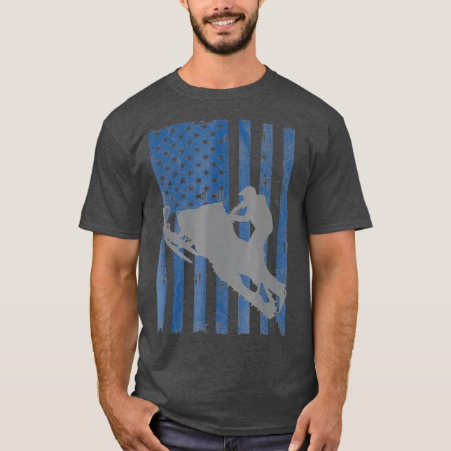 American Flag Cool Snowmobile T-Shirt (Front)