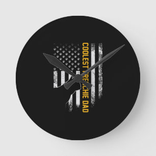 American Flag Coolest French Bulldog For Dad Dog Round Clock