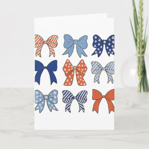 American Flag Coquette Bow And Ribbons Us Flag 4th Card