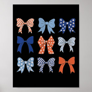 American Flag Coquette Bow And Ribbons Us Flag 4th Poster