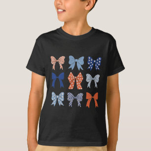 American Flag Coquette Bow And Ribbons Us Flag 4th T-Shirt