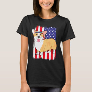 American Flag Corgi 4th Of July Women Kids Dog Usa T-Shirt