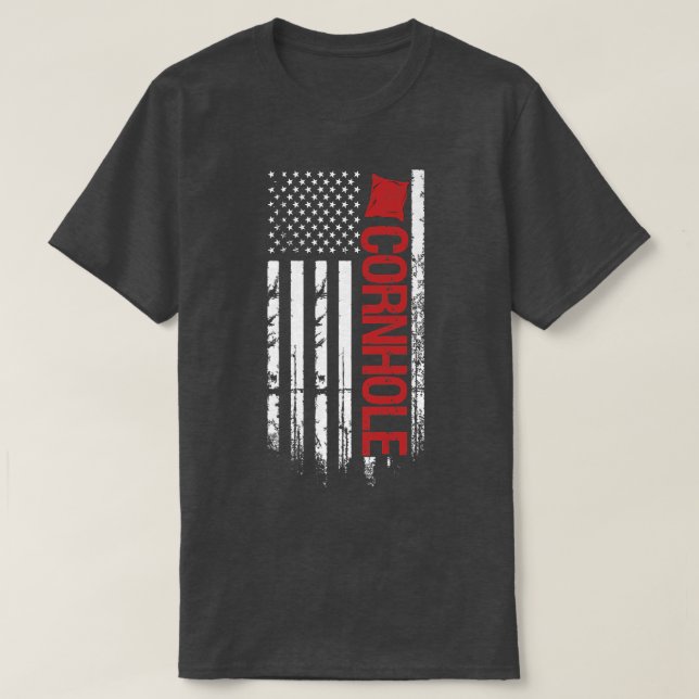 American Flag cornhole USA Patriotic Father's Day  T-Shirt (Design Front)