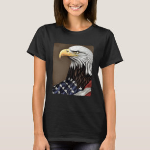 American Flag Covered Bald Eagle USA 4th of July P T-Shirt