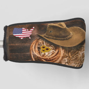 American Flag Cowboy Hat lasso Golf Head Cover