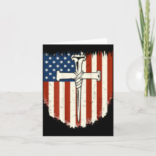 American Flag Cross 3 Nail Patriotic Christian Dom Card