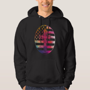 American Flag  Cross  America Pride Proud Christia Hoodie