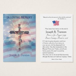American Flag Crucifix Catholic Memorial Holy Card