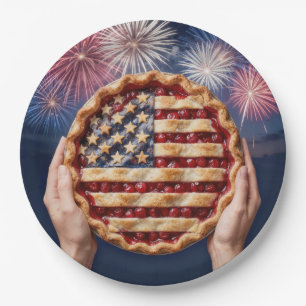 American Flag Crust on a Cherry Pie Paper Plate