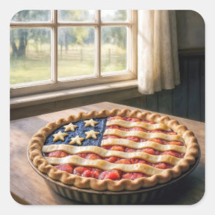 American Flag Crust On Homemade Pie Square Sticker