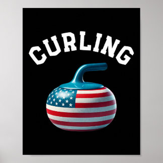 American Flag Curling Usa 4th Of July Man Woman Te Poster