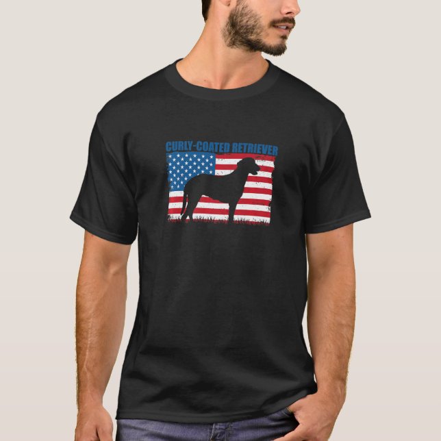 American Flag Curly-Coated Retriever Premium T-Shirt (Front)