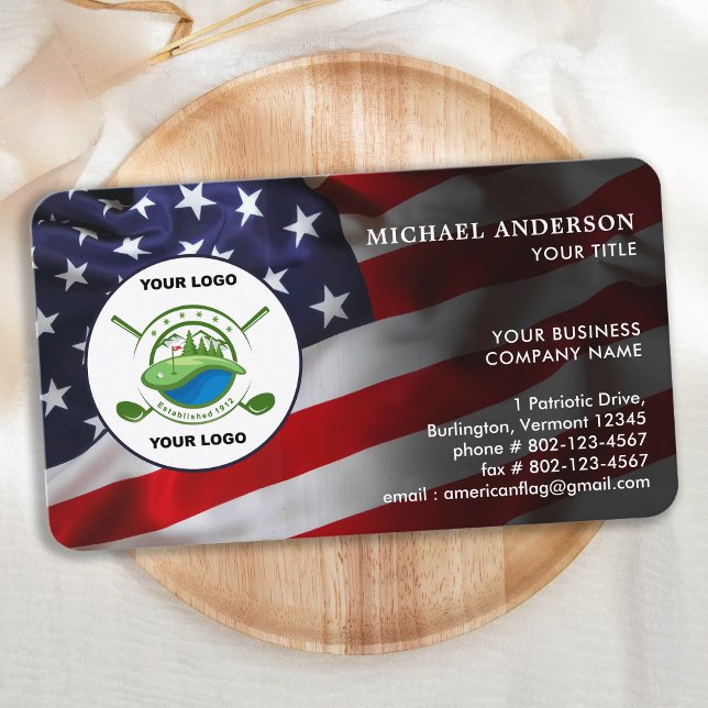 American Flag Custom Corporate Logo Patriotic Business Card (Creator Uploaded)