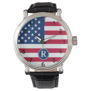 American Flag Custom Monogram Watch