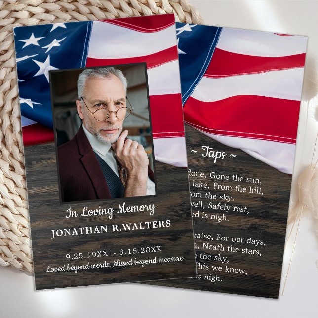 American Flag Custom Photo Military Prayer Card (Creator Uploaded)