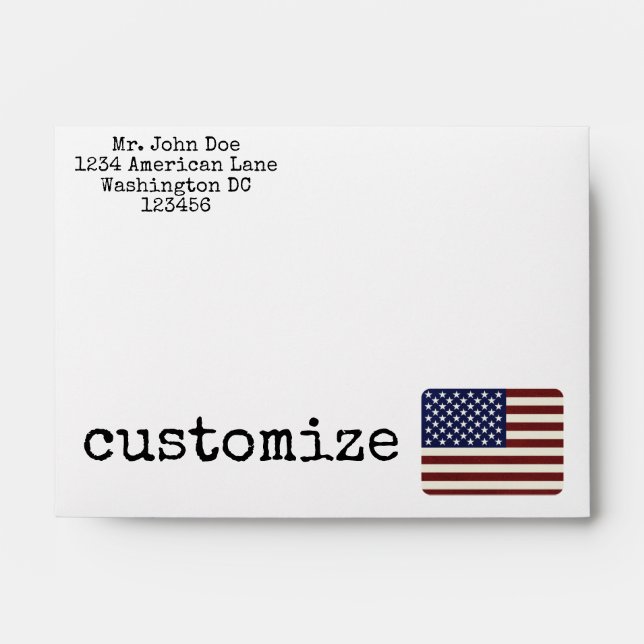 American Flag Customisable Envelope (Front)